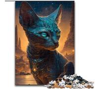 Jigsaw Puzzles for Adults 1000 Sphynx Cat Myth Made of Wood, Toys Gift Educational Intellectual Decompressing Fun Family Game 50x75cm for Family Interactive Game