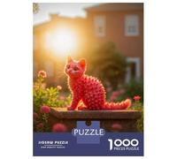 Jigsaw Puzzles for Adults 1000 Spiky Pink Cat in Golden Light Puzzles for Adults DIY Toys Pattern Assembly Gifts for Friends And Family 38x26cm/1000pcs