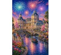 Jigsaw puzzles for adults 1000 Spring Canal Castle Fireworks Wooden Puzzle