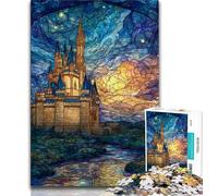Jigsaw Puzzles for Adults 1000 Stained Glass Castle,Help The Brain Exercise Addictive Toys to Cultivate Patience Artists Collection,Fine Art (75x50cm)