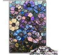 Jigsaw Puzzles for Adults 1000 Stained Glass Flowers 1000 Pieces Puzzles for Adults Family Interactive Game, Brain Challenge Gift (Size 26x38cm)