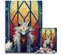 Jigsaw Puzzles for Adults 1000 Stained Glass Fox paper Puzzles Perfect for Family Fun on Christmas Thanksgiving BirthdaysEaster 1000 PCS(38x26cm)
