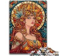 Jigsaw Puzzles for Adults 1000 Stained Glass Goddess Puzzles,Family Game Stress Reliever Difficult Challenge Suitable for Couples (50x75cm)