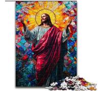 Jigsaw Puzzles for Adults 1000 Stained Glass Jesus Jigsaw Puzzle Made of cardboard Perfect for Home & Office Decor, Parties, Birthdays size 38x26CM