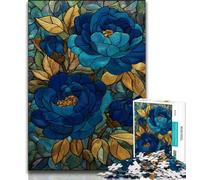 Jigsaw Puzzles for Adults 1000 Stained Glass Peonies Puzzles for Teenagers,is Ideal As Gifts for The Whole Family for Age 14+ (size 38x26cm)