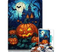 Jigsaw Puzzles for Adults 1000 Stained Glass Pumpkin Puzzles for Teenagers,Challenging Game for Is Ideal As A Gift for The Whole Family 26x38cm