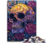 Jigsaw Puzzles for Adults 1000 Stained Glass Skull Puzzles for Adults,for Educational Game Challenge Toy Birthday Present, Gifts, Wall Art (50x75cm)