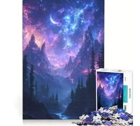 Jigsaw Puzzles for Adults 1000 Starry Cosmic Galaxy Mountain Valley, Brain Teaser Game, Parent-child Interaction, Enhance Love between Couples 38x52cm