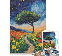 Jigsaw Puzzles for Adults 1000 Starry Night Field, Brain Teaser Game, Parent-child Interaction, Enhance Love between Couples 38x26cm