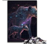 Jigsaw Puzzles for Adults 1000 Starry Nights Lioness Made of Wood, Toys Gift Educational Intellectual Decompressing Fun Family Game 50x75cm for Family Interactive Game