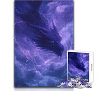 Jigsaw Puzzles for Adults 1000 Storm Dragon in Electric Sky Ideal for Quiet Relaxing Moments Clean Uniform Cut Leisure Toy Size 38x52cm
