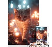 Jigsaw Puzzles for Adults 1000 Striped Cat in A Magical Forest Educational Toy Gift Birthday Practical Game Interesting Stress Reduction Size 38x52cm