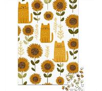 Jigsaw Puzzles for Adults 1000 Sunflower Cat Pattern Adult Jigsaw Brain Teaser Game Analysis And Logic Challenging To Complete 70x50cm/1000pcs