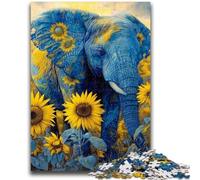Jigsaw Puzzles for Adults 1000 Sunflower Elephant Puzzles for Adults,Learning Educational Toys Family Games Unique Birthday And Gifts (38x26cm)