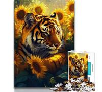 Jigsaw Puzzles for Adults 1000 Sunflower Tiger Puzzles for Adults,Stress Reliever Difficult Challenge Suitable for Desktop Decoration (size 38x26cm)