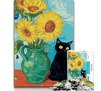 Jigsaw Puzzles for Adults 1000 Sunflowers And Cats 1000 Piece Jigsaw,Learning Educational Toys Family Games Unique Birthday And Gifts 38x26cm