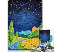 Jigsaw Puzzles for Adults 1000 Sunflowers Under The Night Sky,Help The Brain Exercise Addictive Toys to Cultivate Patience Artists Collection,Fine Art (38x26cm)