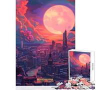Jigsaw Puzzles for Adults 1000 Sunset in Manchester UK Toy Wall Decor Secret Santa Gifts Relaxing Games Artists' Collection, Fine Arts Size 38x26cm