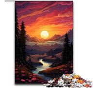 Jigsaw Puzzles for Adults 1000 Sunset over The City with Trees Puzzle Made of Wood,Challenging Brain Teaser for Teenagers, Family Game Night Fun 1000pcs(50x75cm)