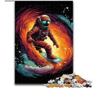 Jigsaw Puzzles for Adults 1000 Surfing Astronauts Puzzles for 1000 Piece Family Interaction & Fun Gift, Vibrant Abstract Design size 26x38cm