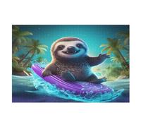 Jigsaw Puzzles for Adults 1000, Surfing Sloth, Educational Toy Good Puzzle Gift for Kids, Home Decor (75×50cm)
