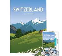 Jigsaw Puzzles for Adults 1000 Switzerland Swiss Alps Landscape Impossible Game Toys Educational Games Gifts For Birthdays Family Activities (Size 75x50cm)