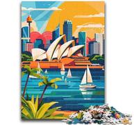 Jigsaw Puzzles for Adults 1000 Sydney Skyline Illustration Puzzles,Challenging Game Gifts for Is Ideal As A Gift for The Whole Family (26x38cm)