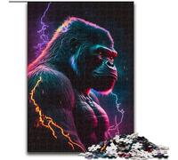 Jigsaw Puzzles for Adults 1000 Synthwave Gorilla Puzzle Made of Wood,Develops Hand-Eye Coordination Skills, Perfect for Birthday Gifts 1000pcs(50x75cm)