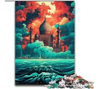 Jigsaw Puzzles for Adults 1000 Taj Mahal Sailing on Wave Jigsaw Puzzle Made of Wood,Gift for Men And Women, Daily & Special Occasion 1000pcs(50x75cm)
