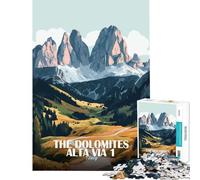 Jigsaw Puzzles for Adults 1000 The Dolomites Alta Via Italy Relaxing Games Brain Intelligence Challenge Addictive Toys Great Gifts Family Activities (Size 50x75cm)