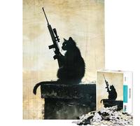 Jigsaw Puzzles for Adults 1000 The Vintage Sniper Cat Fun Activities at Home A Work of Art Relaxing Games Suitable for People Aged 14 And Above (50x75cm)