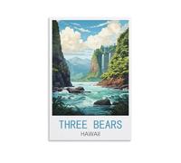 Jigsaw Puzzles for Adults 1000 Three Bears Hawaii Posters，1000 Piece Jigsaw Puzzle For Adults - Challenging Puzzle Perfect for Game Nights 52x38cm