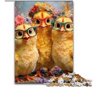 Jigsaw Puzzles for Adults 1000 Three Little Chickens Jigsaw Puzzle Made of Wood Perfect for Home & Office Decor, Parties, Birthdays size 50X75CM