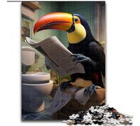 Jigsaw Puzzles for Adults 1000 Toucan Reading Newspaper Puzzles for Adults size 26x38cm DIY Decoration, Brain Challenge, for Adult, Family