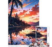 Jigsaw Puzzles for Adults 1000 Tropical Sunset Landscape Reflection Toy Wall Decor Secret Santa Gifts Relaxing Games Artists' Collection, Fine Arts Size 50x75cm