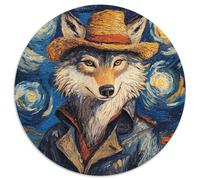Jigsaw Puzzles for Adults 1000 Van Gogh Wolf Round Jigsaw Puzzles 1000 Pieces for Adults Erfect for Home Decor, Birthdays, Holidays, And Gifts (67.5x67.5cm)