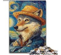 Jigsaw Puzzles for Adults 1000 Van Gogh Wolf Wooden Puzzles Interactive Family Game, DIY Home Decor, Challenging Brain Teaser Gift (Size 50x75cm)