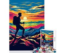Jigsaw Puzzles for Adults 1000 Walking Hiking Sunset Puzzle For Teenagers Stress Reliever Every Piece Is Unique - for Is Ideal As A Gifts (38x52cm)