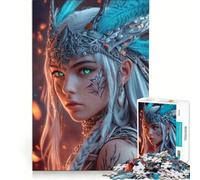 Jigsaw Puzzles for Adults 1000 Warrior Woman with Silver Crown Fun Games Decompressing Intellectual Improving Love between Couples 38x26cm