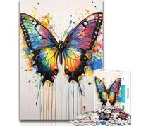 Jigsaw Puzzles for Adults 1000 Watercolor Butterfly Adult Jigsaw,Fun Games Every Piece Is Unique - Challenging Family Fun Game 50x75cm