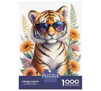 Jigsaw Puzzles for Adults 1000 Watercolor Floral Tiger Puzzles for Adults DIY Toys Pattern Assembly Gifts for Friends And Family 52x38cm/1000pcs