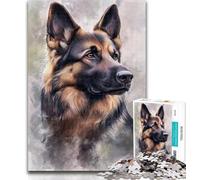 Jigsaw Puzzles for Adults 1000 Watercolor German Shepherd Adult Jigsaw,Fun Games Every Piece Is Unique - Challenging Family Fun Game 26x38cm