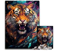 Jigsaw Puzzles for Adults 1000 Watercolor Painting Tiger Wooden Jigsaw Puzzles for Adults DIY Home Decor Gift Brain Teaser Game 1000 PCS(75x50cm)