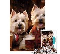 Jigsaw Puzzles for Adults 1000 West Highland Terrier Pub Challenging To Complete Precision Cutting Family Game for Ages 14 And over (38x52cm)