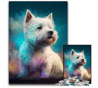 Jigsaw Puzzles for Adults 1000 West Highland White Terrier Wooden Jigsaw for Teenagers, Couples, And Friends for Birthdays, Christmas 50x75CM/19.68x29.52inch