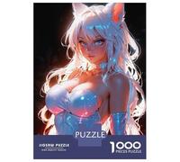 Jigsaw Puzzles for Adults 1000 White Fox Anime Girl Adult Jigsaw Puzzle Toy Wall Decor Difficult Challenge Educational Challenge 38x26cm/1000pcs