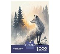 Jigsaw Puzzles for Adults 1000 White Fox in Misty Forest Jigsaws for Adults Relaxing Games Stress Reliever Challenging To Complete 38x26cm/1000pcs