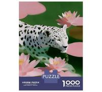 Jigsaw Puzzles for Adults 1000 White Leopard in Water Lilies Adult Jigsaw Puzzle Toy Wall Decor Difficult Challenge Educational Challenge 52x38cm/1000pcs