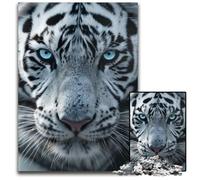 Jigsaw Puzzles for Adults 1000 White Siberian Tiger Wooden Jigsaw Puzzles for Adults for Home Decor Brain Training 1000 PCS(38x26cm)