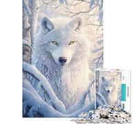Jigsaw Puzzles for Adults 1000 White Wolf in Winter Challenging To Complete Learning Educational DIY Toys for 14+ Puzzle Game Offered (50x75cm)